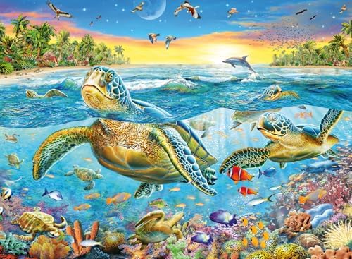 Ravensburger   Swim with Sea Turtles Jigsaw Puzzle   100 Unique Pieces Technology   Ideal for Kids Age 4 8   FSC Certified for Sustainability