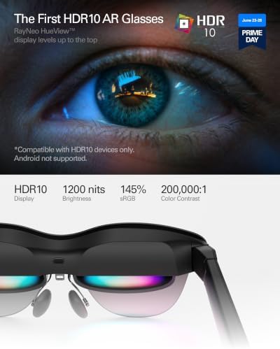 RayNeo Air 4 Pro AR/XR Glasses  HDR10 201 Virtual Display  120Hz 3D Movie & Gaming Video Display  USB C Plug & Play for iPhone 17/16/15  Android  Switch 2  PS5  Steam Deck