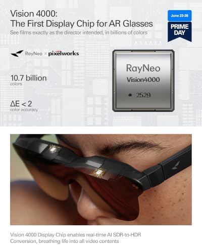 RayNeo Air 4 Pro AR/XR Glasses  HDR10 201 Virtual Display  120Hz 3D Movie & Gaming Video Display  USB C Plug & Play for iPhone 17/16/15  Android  Switch 2  PS5  Steam Deck