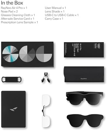 RayNeo Air 4 Pro AR/XR Glasses  HDR10 201 Virtual Display  120Hz 3D Movie & Gaming Video Display  USB C Plug & Play for iPhone 17/16/15  Android  Switch 2  PS5  Steam Deck