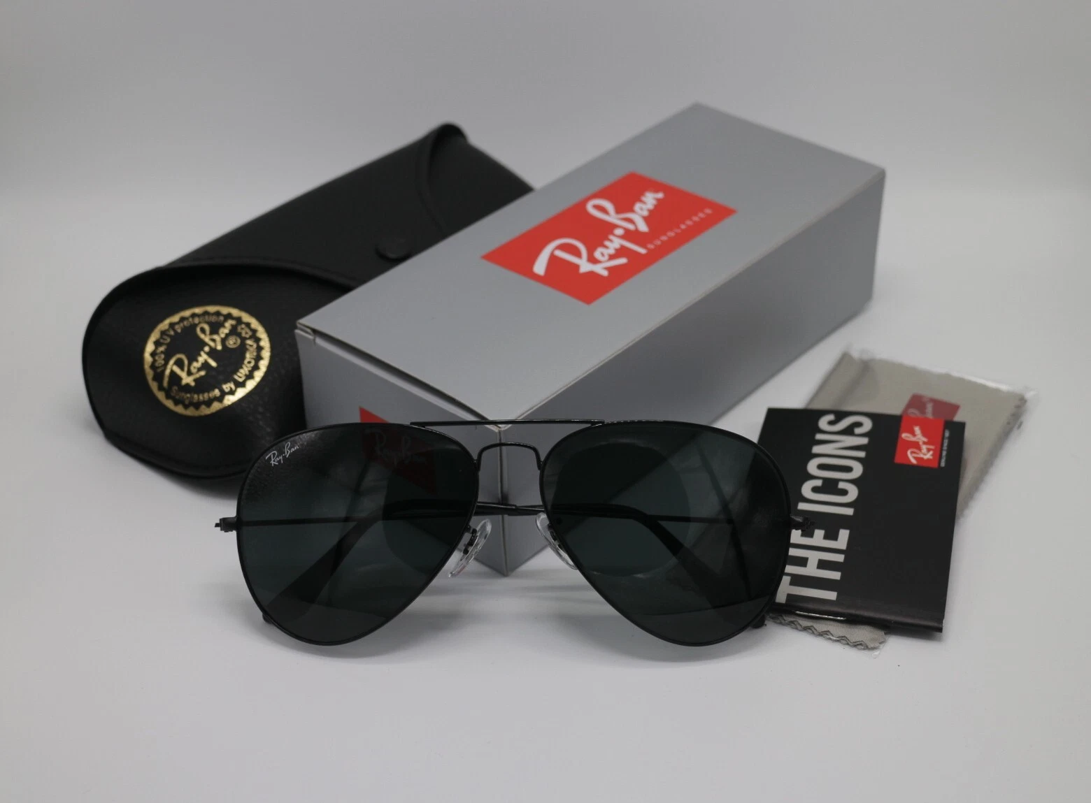 Ray Ban Aviator RB3025 002/62Black/Black 58mm Unisex / Brand New