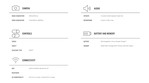 Ray Ban Meta  Gen 1   Wayfarer  Large Shiny Black  Smart AI Glasses for Men  Women  12 MP Camera  Open Ear Speakers for Audio  Video Recording and Bluetooth  Clear Lenses  Wearable Technology