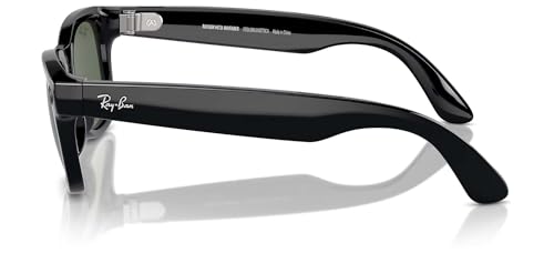 Ray Ban Meta  Gen 1   Wayfarer  Large Shiny Black  Smart AI Glasses for Men  Women  12 MP Camera  Open Ear Speakers for Audio  Video Recording and Bluetooth  Clear Lenses  Wearable Technology