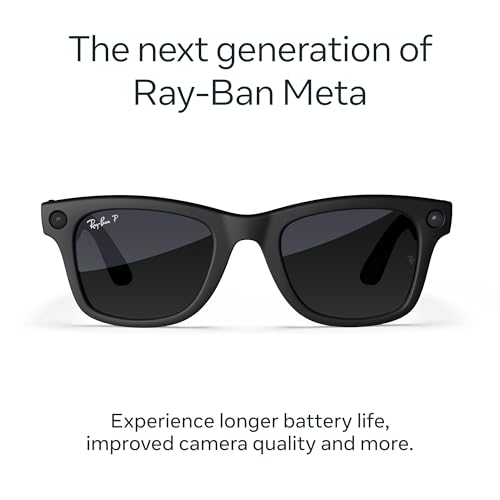Ray Ban Meta  Gen 2   Wayfarer Large  Matte Black   Smart AI Glasses for Men  Women   2x Battery Life   3K HD Resolution   12 MP Ultra Wide Camera  Audio  Video   Clear Lenses   Wearable Technology