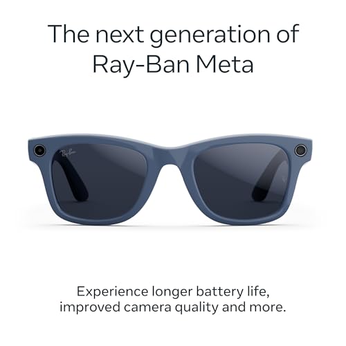 Ray Ban Meta  Gen 2   Wayfarer Large  Matte Black   Smart AI Glasses for Men  Women   2x Battery Life   3K HD Resolution   12 MP Ultra Wide Camera  Audio  Video   Transitions  Grey Lenses