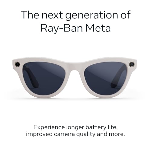 Ray Ban Meta  Gen 2   Skyler  Shiny Black   Smart AI Glasses for Men  Women   2x Battery Life   3K Ultra HD Resolution   12 MP Ultra Wide Camera  Audio  Video   Polarized Gradient Graphite Lenses