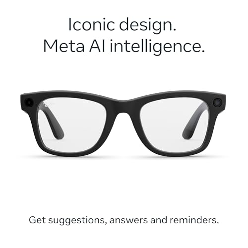 Ray-Ban Meta (Gen 2), Wayfarer, Matte Black | Smart AI Glasses for Men, Women — 2X Battery Life — 3K Ultra HD Resolution and 12 MP Wide Camera, Audio, Video — Clear Lenses — Wearable Technology