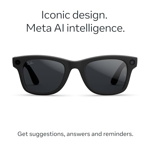 Ray Ban Meta  Gen 2   Wayfarer  Matte Black   Smart AI Glasses for Men  Women   2x Battery Life   3K Ultra HD Resolution   12 MP Ultra Wide Camera  Audio  Video   Transitions  Grey Lenses