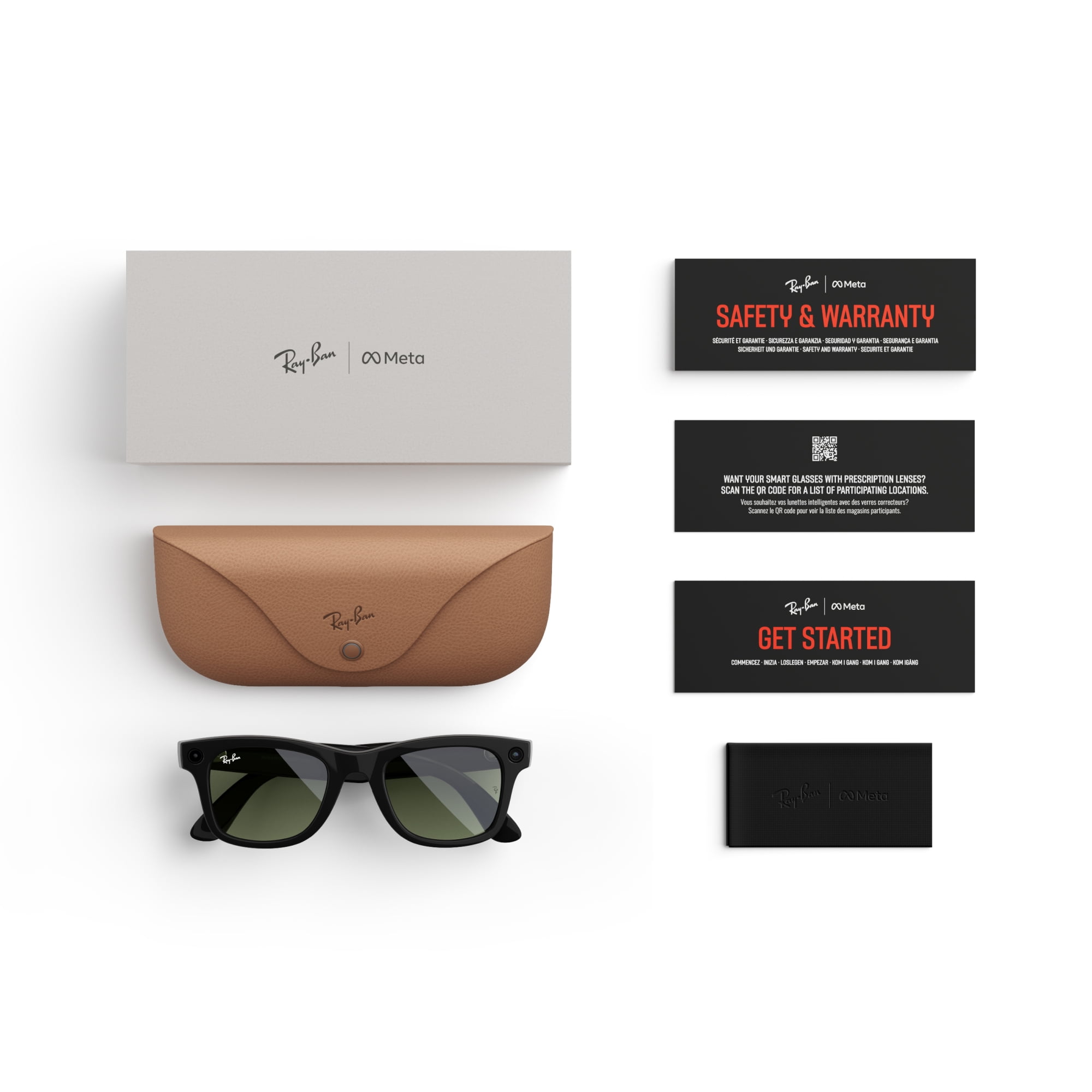 Ray Ban Meta  Wayfarer Glasses with Meta AI  Audio  Photo  Video Compatibility  Shiny Black  Green Lenses  Regular Fit