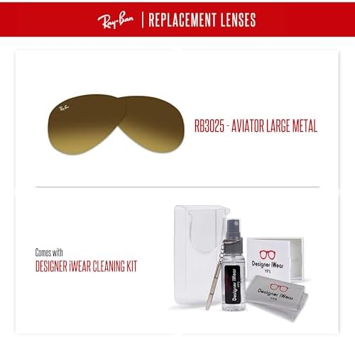 Ray Ban Original AVIATOR LARGE METAL RB3025 Replacement Lenses  BUNDLE with ACCESSORY EYEWEAR KIT