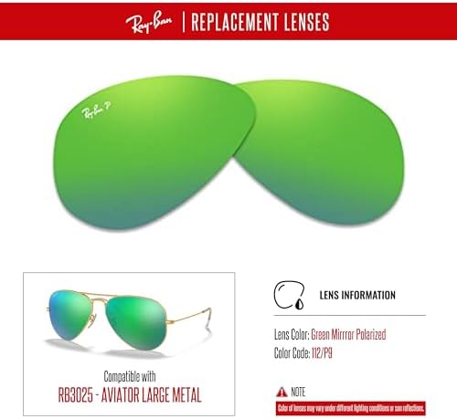Ray Ban Original AVIATOR LARGE METAL RB3025 Replacement Lenses  BUNDLE with ACCESSORY EYEWEAR KIT