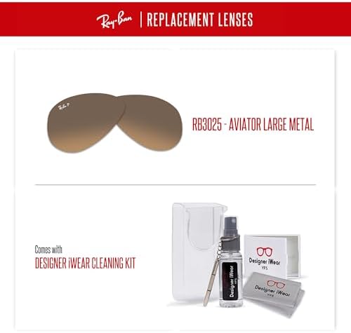 Ray Ban Original AVIATOR LARGE METAL RB3025 Replacement Lenses  BUNDLE with ACCESSORY EYEWEAR KIT