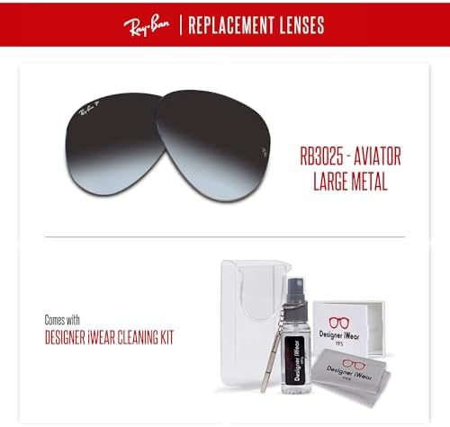 Ray Ban Original AVIATOR LARGE METAL RB3025 Replacement Lenses  BUNDLE with ACCESSORY EYEWEAR KIT