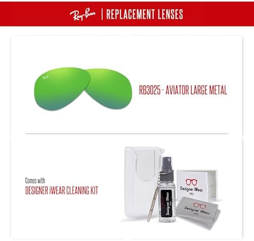 Ray Ban Original AVIATOR LARGE METAL RB3025 Replacement Lenses  BUNDLE with ACCESSORY EYEWEAR KIT