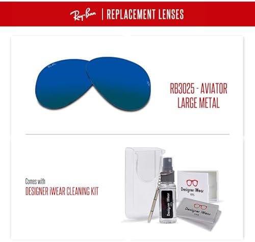 Ray Ban Original AVIATOR LARGE METAL RB3025 Replacement Lenses  BUNDLE with ACCESSORY EYEWEAR KIT