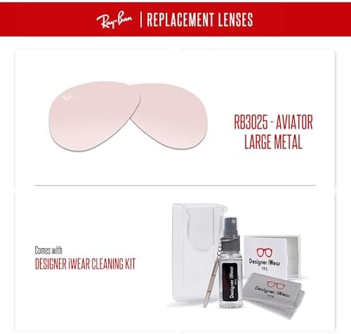 Ray Ban Original AVIATOR LARGE METAL RB3025 Replacement Lenses  BUNDLE with ACCESSORY EYEWEAR KIT
