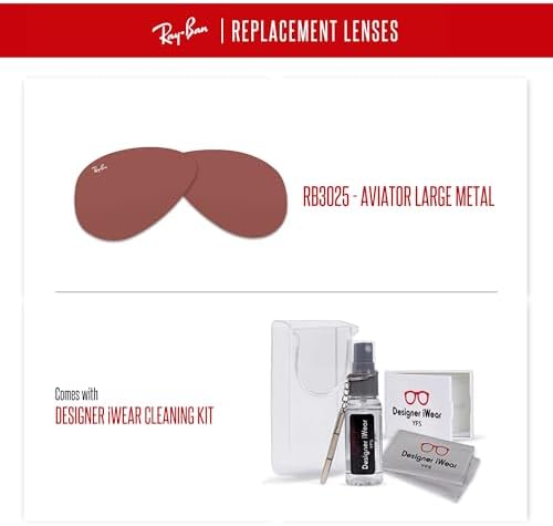 Ray Ban Original AVIATOR LARGE METAL RB3025 Replacement Lenses  BUNDLE with ACCESSORY EYEWEAR KIT