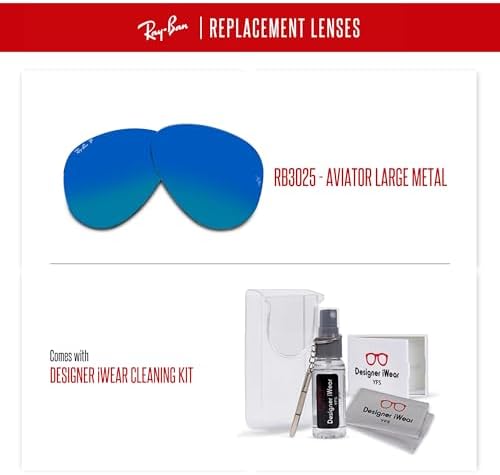 Ray Ban Original AVIATOR LARGE METAL RB3025 Replacement Lenses  BUNDLE with ACCESSORY EYEWEAR KIT