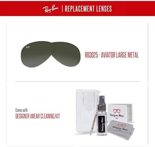 Ray Ban Original AVIATOR LARGE METAL RB3025 Replacement Lenses  BUNDLE with ACCESSORY EYEWEAR KIT