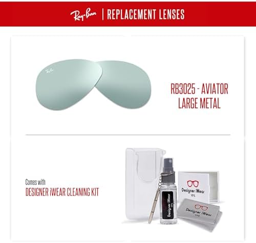 Ray Ban Original AVIATOR LARGE METAL RB3025 Replacement Lenses  BUNDLE with ACCESSORY EYEWEAR KIT
