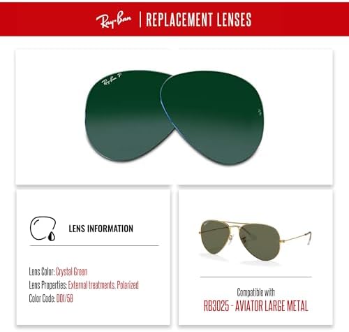Ray Ban Original AVIATOR LARGE METAL RB3025 Replacement Lenses  BUNDLE with ACCESSORY EYEWEAR KIT