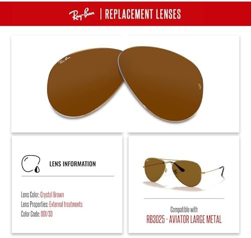 Ray Ban Original AVIATOR LARGE METAL RB3025 Replacement Lenses  BUNDLE with ACCESSORY EYEWEAR KIT