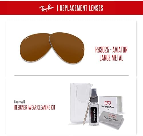 Ray Ban Original AVIATOR LARGE METAL RB3025 Replacement Lenses  BUNDLE with ACCESSORY EYEWEAR KIT