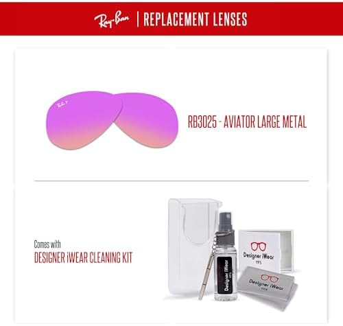 Ray Ban Original AVIATOR LARGE METAL RB3025 Replacement Lenses  BUNDLE with ACCESSORY EYEWEAR KIT