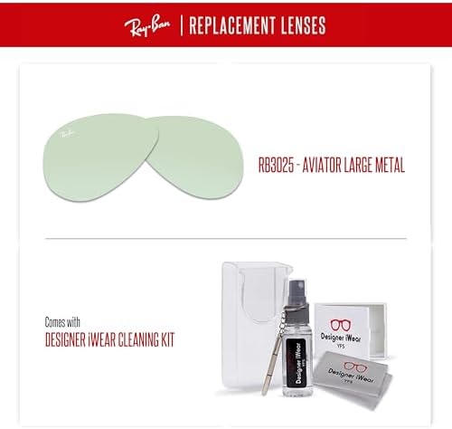 Ray Ban Original AVIATOR LARGE METAL RB3025 Replacement Lenses  BUNDLE with ACCESSORY EYEWEAR KIT