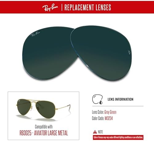 Ray Ban Original AVIATOR LARGE METAL RB3025 Replacement Lenses  BUNDLE with ACCESSORY EYEWEAR KIT