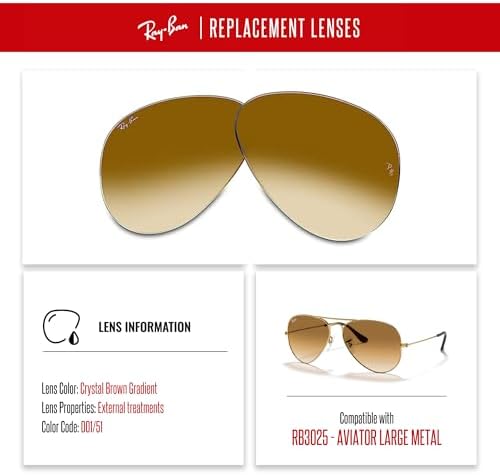 Ray Ban Original AVIATOR LARGE METAL RB3025 Replacement Lenses  BUNDLE with ACCESSORY EYEWEAR KIT