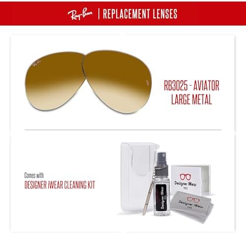 Ray Ban Original AVIATOR LARGE METAL RB3025 Replacement Lenses  BUNDLE with ACCESSORY EYEWEAR KIT