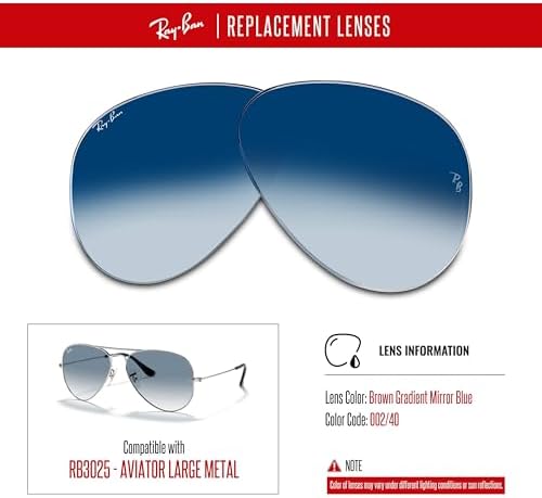 Ray Ban Original AVIATOR LARGE METAL RB3025 Replacement Lenses  BUNDLE with ACCESSORY EYEWEAR KIT