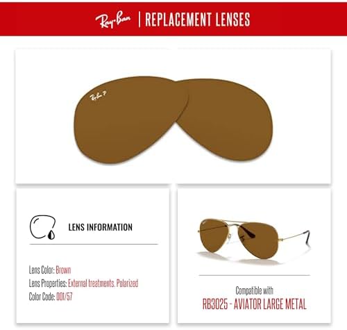Ray Ban Original AVIATOR LARGE METAL RB3025 Replacement Lenses  BUNDLE with ACCESSORY EYEWEAR KIT