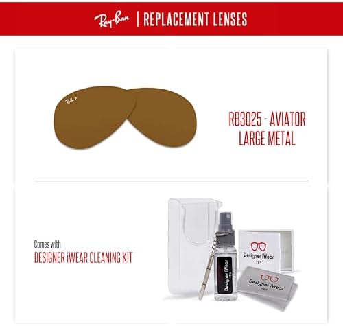 Ray Ban Original AVIATOR LARGE METAL RB3025 Replacement Lenses  BUNDLE with ACCESSORY EYEWEAR KIT