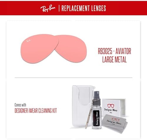 Ray Ban Original AVIATOR LARGE METAL RB3025 Replacement Lenses  BUNDLE with ACCESSORY EYEWEAR KIT