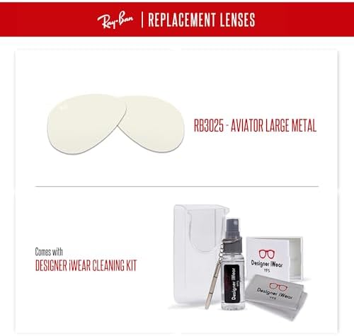 Ray Ban Original AVIATOR LARGE METAL RB3025 Replacement Lenses  BUNDLE with ACCESSORY EYEWEAR KIT