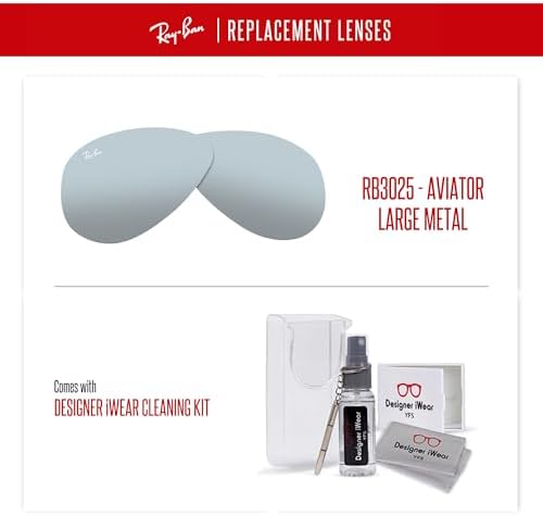Ray Ban Original AVIATOR LARGE METAL RB3025 Replacement Lenses  BUNDLE with ACCESSORY EYEWEAR KIT