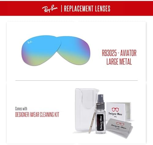 Ray Ban Original AVIATOR LARGE METAL RB3025 Replacement Lenses  BUNDLE with ACCESSORY EYEWEAR KIT