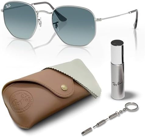 Ray Ban RB3548N HEXAGONAL FLAT LENSES Square Round Shape Sunglasses with Official Eyewear Kit