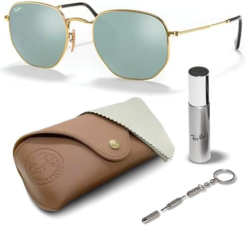 Ray Ban RB3548N HEXAGONAL FLAT LENSES Square Round Shape Sunglasses with Official Eyewear Kit