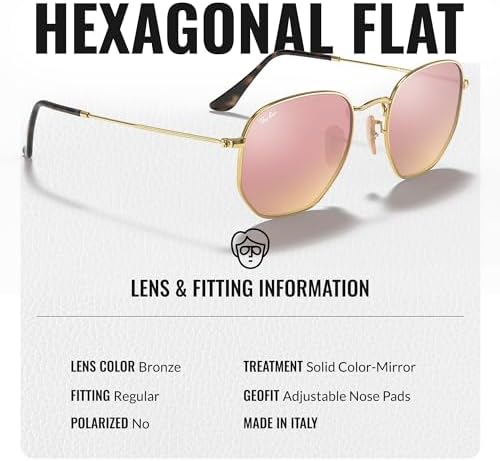 Ray Ban RB3548N HEXAGONAL FLAT LENSES Square Round Shape Sunglasses with Official Eyewear Kit