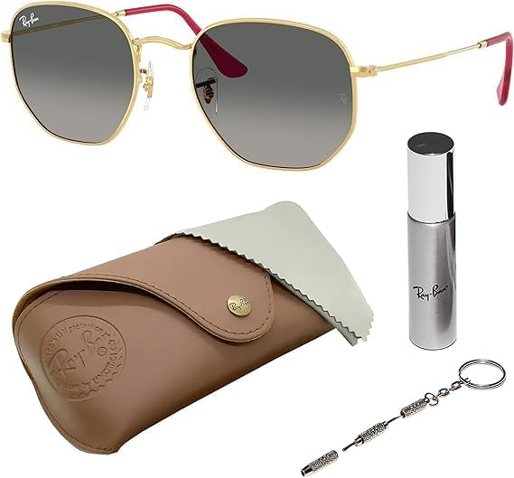 Ray Ban RB3548N HEXAGONAL FLAT LENSES Square Round Shape Sunglasses with Official Eyewear Kit