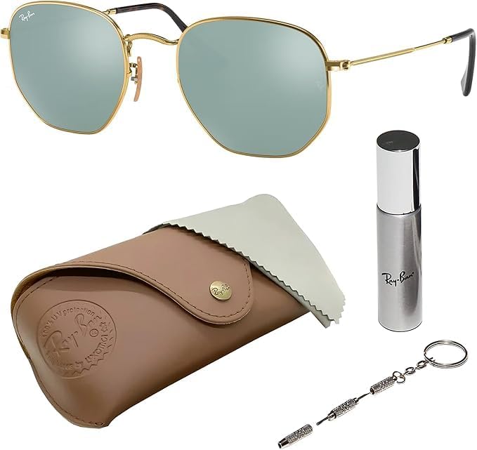 Ray Ban RB3548N HEXAGONAL FLAT LENSES Square Round Shape Sunglasses with Official Eyewear Kit