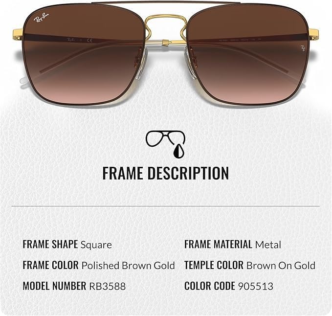 Ray Ban RB3588 Square Shaped Sunglasses for Men & Women with Official RAYBAN Eyewear Kit