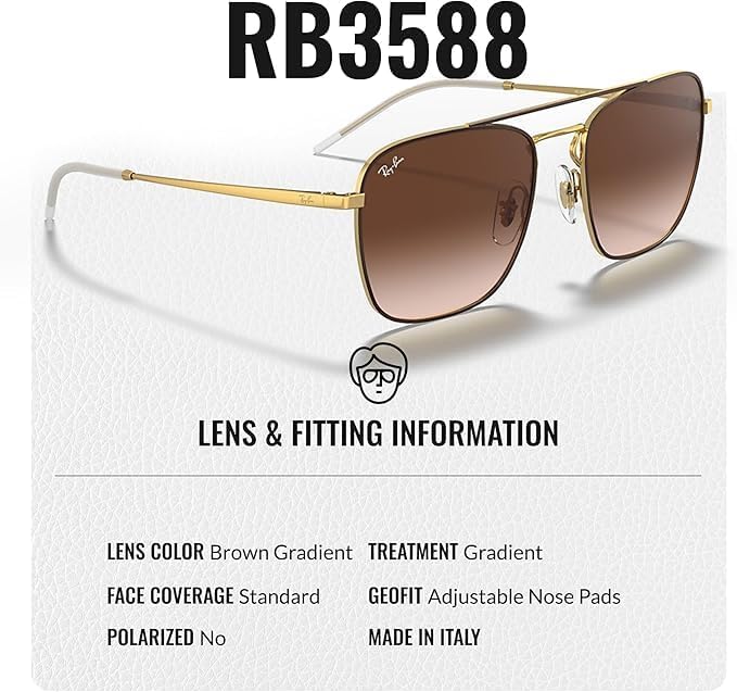 Ray Ban RB3588 Square Shaped Sunglasses for Men & Women with Official RAYBAN Eyewear Kit