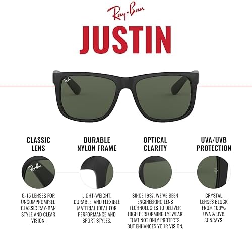 Ray Ban RB4165 Justin Rectangular Sunglasses
