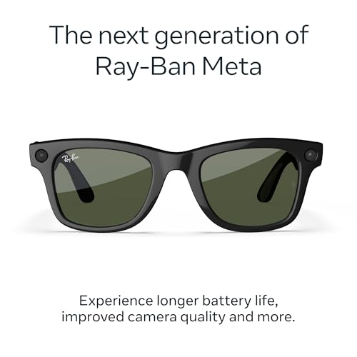 Ray Ban   Meta Wayfarer Large  Gen 2    Shiny Black  Green lenses