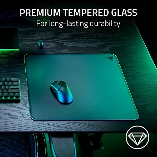 Razer Atlas Tempered Glass Gaming Mouse Mat  Ultra Smooth Micro Etched Surface   Dirt and Scratch Resistant   Anti Slip Base   Quiet Mouse Movements   Black