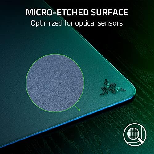 Razer Atlas Tempered Glass Gaming Mouse Mat  Ultra Smooth Micro Etched Surface   Dirt and Scratch Resistant   Anti Slip Base   Quiet Mouse Movements   Black